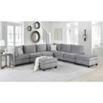 Simona Grey Velvet 8-Seater Modular Sectional Sofa Set - Image 5