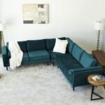 Symmetrical Corner Velvet Sectional Sofa - Image 5