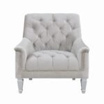 Traditional Gray Fabric Tufted Curved Back Sofa - Image 3