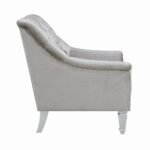 Traditional Gray Fabric Tufted Curved Back Sofa - Image 4