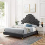Sleepy Slope Tufted Velvet Platform Bed
