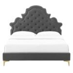 Sleepy Slope Tufted Velvet Platform Bed - Image 3