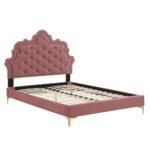 Sleepy Slope Tufted Velvet Platform Bed - Image 5