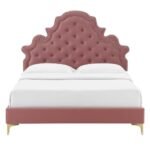 Sleepy Slope Tufted Velvet Platform Bed - Image 9