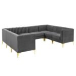 Valencia Channel Tufted Velvet 8 Seater Sectional Sofa - Image 4
