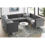 Valencia Channel Tufted Velvet 8 Seater Sectional Sofa - Image 5
