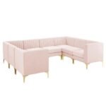 Valencia Channel Tufted Velvet 8 Seater Sectional Sofa - Image 6