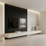 Veltrano Floating TV Unit With Black Slat Panel