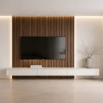 Veltrano Floating TV Unit With Wood Slat Panel - Image 2