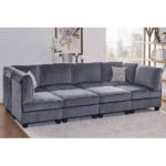 Velvet Grey Modular Sectional Sofa - Image 2