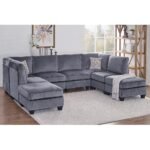 Velvet Grey Modular Sectional Sofa - Image 3