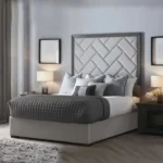 Velvet Headboard Bed with Cushioned
