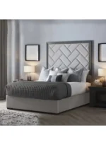 Velvet Headboard Bed with Cushioned
