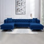 Velvet Upholstered U-Shaped Sectional Sofa - Image 3