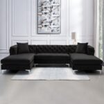 Velvet Upholstered U-Shaped Sectional Sofa - Image 6