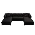 Velvet Upholstered U-Shaped Sectional Sofa - Image 9