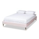 Dream Weave Glam & Luxe Light Pink Velvet Upholstered Bed - Image 3