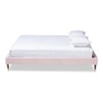 Dream Weave Glam & Luxe Light Pink Velvet Upholstered Bed - Image 4