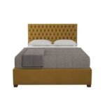 Zenith Dream King Size Ottoman Bed in Deep Mustard Velvet - Image 2