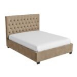 Serenity Sleep Beige Velvet Small Double Ottoman Bed With Chesterfield Headboard - Image 2