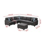 Casanova 7-Seater Dark Gray Linen Modular Sectional Sofa - Image 5