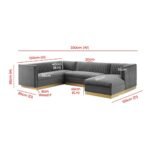 Cecilie Wide Velvet Symmetrical Sectional U-Shape Sofa - Image 11
