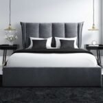 Cloud9 Comfort Grey Velvet King Size Ottoman Bed With Cushioned Headboard