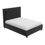 Tranquil Tide Dark Grey Velvet King Size Ottoman Bed With Studded Headboard - Image 3