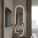 Modern Vanity Dressing Table with Mirror & Marble Finish