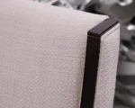 Set of 6 Ebony Framed Dining Chairs w/ Taupe Weave Fabric - Image 3