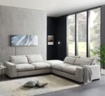 Nimbus Overstuffed 5-Seater Linen L-Shape Corner Sofa - Image 2