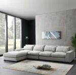 Nimbus Overstuffed 5-Seater Linen L-Shape Corner Sofa - Image 3