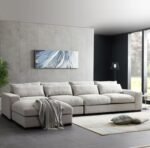 Nimbus Overstuffed 5-Seater Linen L-Shape Corner Sofa - Image 4