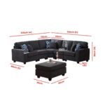 Gray Woven 6-Seater Modular Sectional Sofa with Ottoman - Image 9