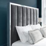 Snooze Serenade Grey Velvet Double Ottoman Bed With Tall Headboard - Image 4