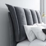 Cloud9 Comfort Grey Velvet King Size Ottoman Bed With Cushioned Headboard - Image 3