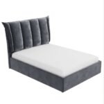 Cloud9 Comfort Grey Velvet King Size Ottoman Bed With Cushioned Headboard - Image 2