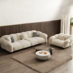 Tuxedo Boucle Fabric Sofa Set