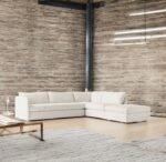 Klismos L-Shape Boucle Fabric Sofa
