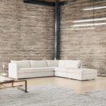 Klismos L-Shape Boucle Fabric Sofa