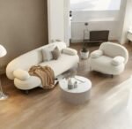 Settee Boucle Fabric Sofa Set