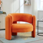 Modern Velvet Accent Chair with Armrests - Image 3