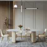 Modern Minimalist White Oval Dining Table - Image 2