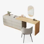 White Corner L-Shaped Dressing Table with 6 Drawers - Image 3