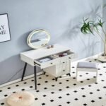 Modern Dresser with Round LED Mirror
