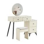 Modern Dresser with Round LED Mirror - Image 2
