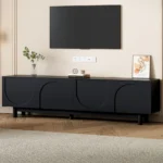 TV Stand Black Media Storage Cabinet - Image 2