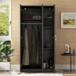 Black Armoire with Mirror - Image 2