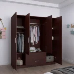 Wardrobe Cabinet Matte Wenge 4-door - Image 2