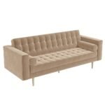 Mid Century Quilted Grey Velvet 3-Seater & 2-Seater Sofa Set - Image 5